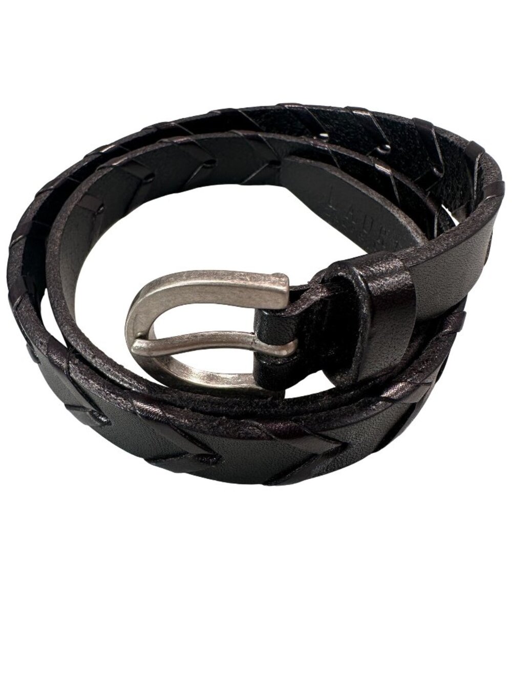 Lauren Ralph Lauren Braided Leather Belt Statement Womens Silver Buckle